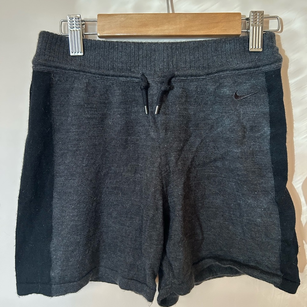 Nike Women's Black and Gray 100% Merino Wool Athletic Shorts